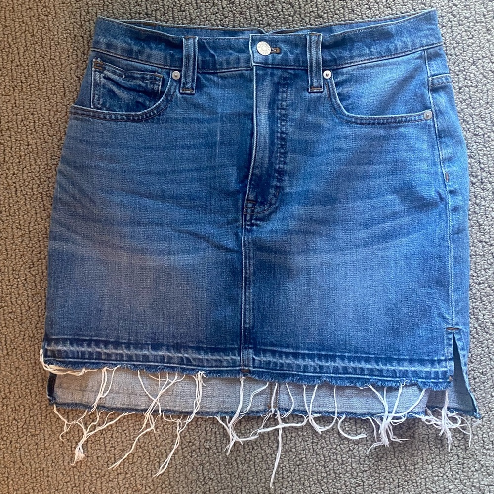 Madewell Stretch Denim Straight Mini Skirt: Step-Hem Edition